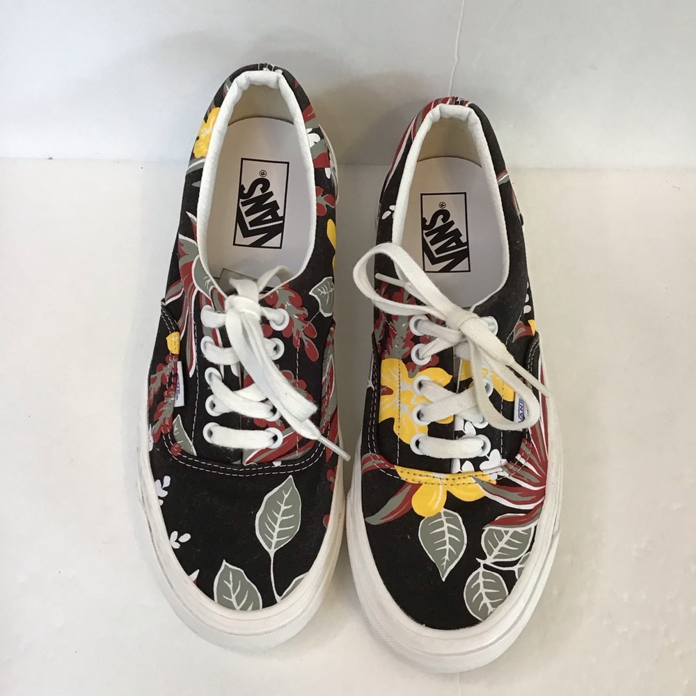 Vans Women's Style 95 Black Floral Canvas Sneakers with Yellow Accents 9.5 - Picture 4 of 8